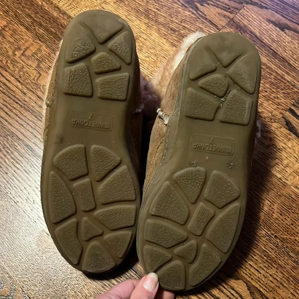 Minnetonka Booties Brown Leather Womens 7